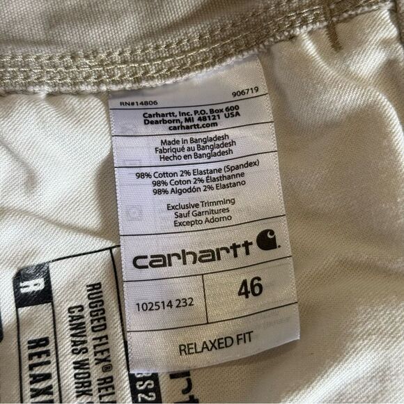 Carhartt Rugged Flex Relaxed Fit Canvas Work Short Tan Men’s Sz 46 - Picture 11 of 14